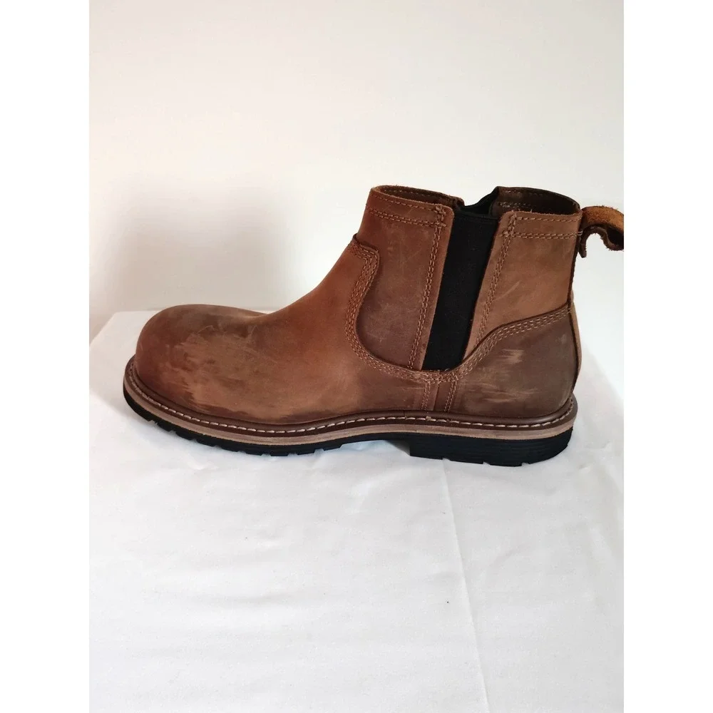 Timberland PRO Millworks Brown Leather Composite Toe Chelsea Work Boots Men 9